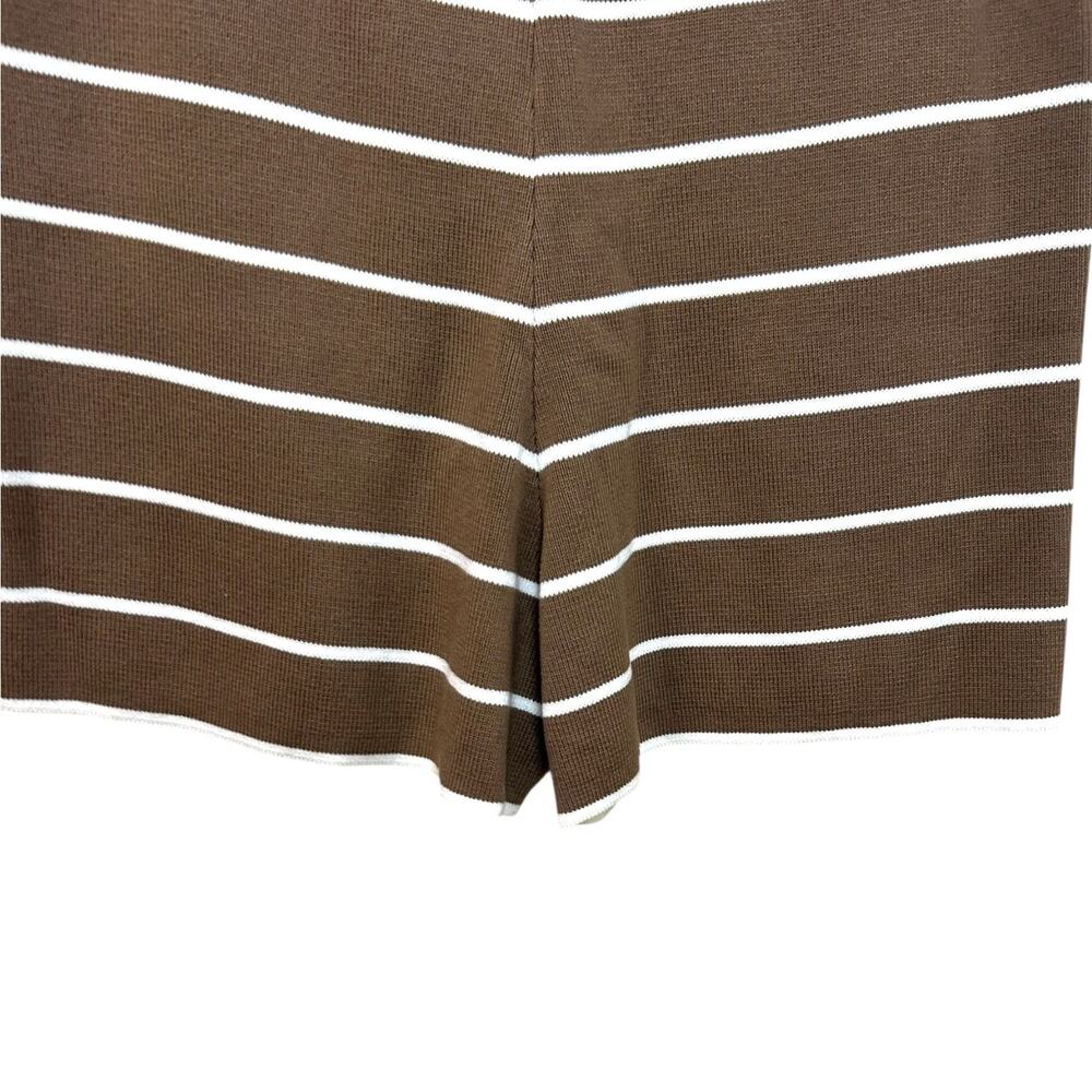 La Ligne - Women's 'Leo' Knit Shorts, High-Rise, Stripe - Tan/Cream, Large - Picture 9 of 12
